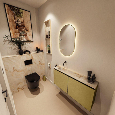 MONDIAZ TURE-DLUX 100cm toiletmeubel Oro. EDEN wastafel Frappe positie links. Zonder kraangat.