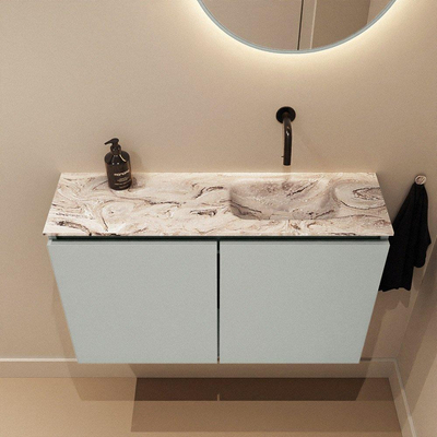 MONDIAZ TURE-DLUX 80cm toiletmeubel Greey. EDEN wastafel Glace positie rechts. Zonder kraangat.