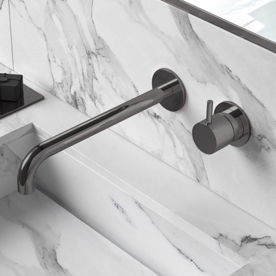 Hotbath Cobber afbouwdeel inbouw wastafelmengkraan en 25 cm uitloop zwart chroom TWEEDEKANS