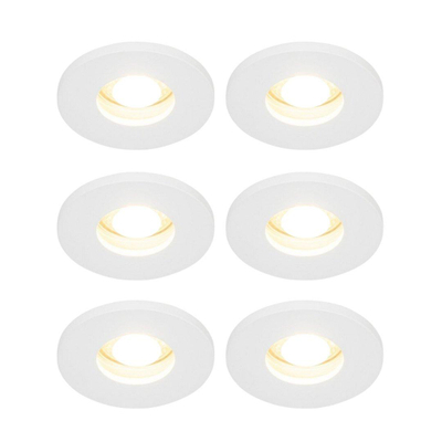 QAZQA Shed Inbouwspot - set van 6 - 8.5x8.5cm - IP54 - rond - mat wit