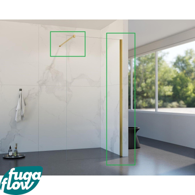 FugaFlow Eccelente Vetro profielset 200cm + stabilisatiestang 120cm geborsteld messing -