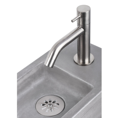 Differnz Force fonteinset - 40x22x8cm - Rechthoek - 1 kraangat - Gebogen matte chromen kraan - Beton Grijs