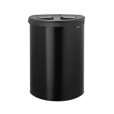 Brabantia Wasbox - 55 liter - kunststof deksel - uitneembare waszak - matt black/donker grijs