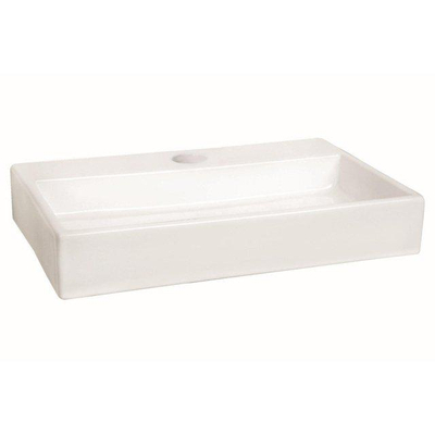 QeramiQ Fuente fonteinset - 38x24cm - 1 kraangat - keramiek - fonteinkraan chroom - glans wit