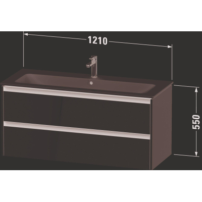 Duravit Ketho 2 wastafelonderbouwkast met 2 laden voor enkele wastafel 121x48x55cm met grepen antraciet basalt mat