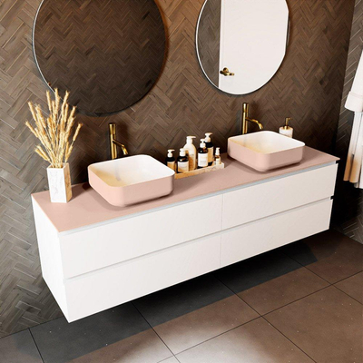 Mondiaz TOP 46 Topblad - 180x46x0.9cm - geschikt voor afdekplaat - Solid surface - Rosee