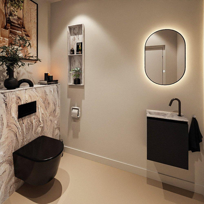 MONDIAZ TURE-DLUX 40cm toiletmeubel Urban. EDEN wastafel Glace positie links. Met 1 kraangat.