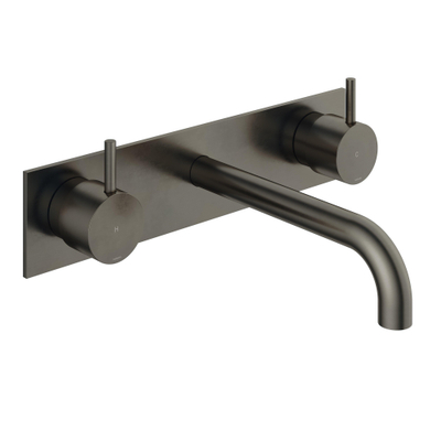 Hotbath Cobber afbouwdeel wastafelmengkraan met achterplaat en 18 cm uitloop verouderd ijzer