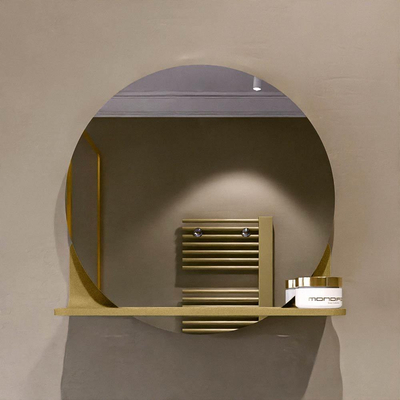 Mondiaz SPOT Badkamerspiegel - rond 40cm - spiegelplanchet - kleur Oro