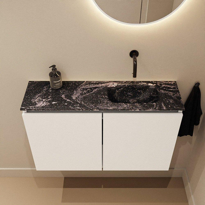 MONDIAZ TURE-DLUX 80cm toiletmeubel Talc. EDEN wastafel Lava positie rechts. Zonder kraangat.