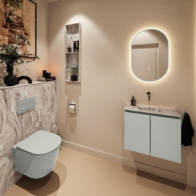 MONDIAZ TURE-DLUX 60cm toiletmeubel Greey. EDEN wastafel Glace positie midden. Zonder kraangat.