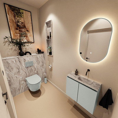 MONDIAZ TURE-DLUX 60cm toiletmeubel Greey. EDEN wastafel Glace positie rechts. Zonder kraangat.