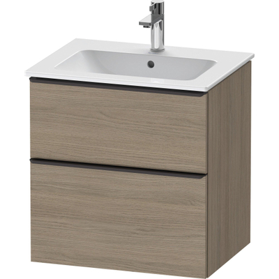 Duravit D-Neo wastafelonderkast 61x62.5x46.2cm 2 lades Eiken (terra) Mat