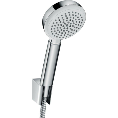 Hansgrohe Crometta 100 Porter`S badset met Crometta 100 1jet handdouche met wandhouder met MetaflexC doucheslang 125cm wit/chroom