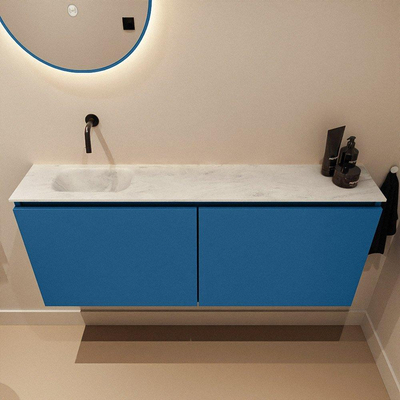 MONDIAZ TURE-DLUX 120cm toiletmeubel Jeans. EDEN wastafel Opalo positie links. Zonder kraangat.