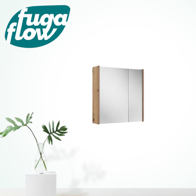 FugaFlow Eccelente Arredo spiegel badkamer spiegelkast - 80x63x16cm - inclusief zijpanelen - Rustiek Eiken -