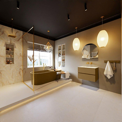 MONDIAZ VICA-DLUX Badkamermeubelset - 70cm - onderkast oro- 2 lades - inbouw wastafel cloud midden - zonder kraangaten - 60cm hoge versie - frape