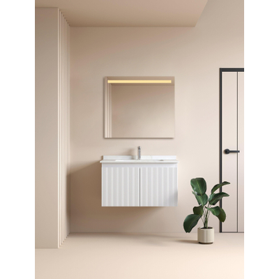 Adema Squared 2.0 badkamerspiegel - 80x70cm - incl. bovenverlichting - LED - sensor schakelaar