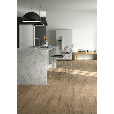 SAMPLE Kerabo Vloer- en wandtegel visgraat Real Wood Nocciolo Houtlook Mat Beige