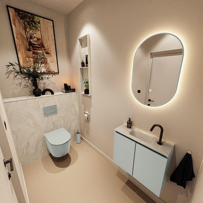 MONDIAZ TURE-DLUX 60cm toiletmeubel Greey. EDEN wastafel Ostra positie midden. Met 1 kraangat.
