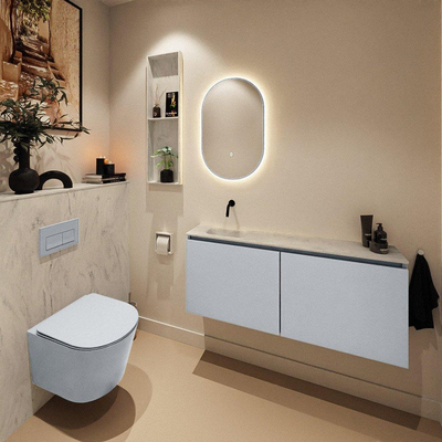 MONDIAZ TURE-DLUX 120cm toiletmeubel Clay. EDEN wastafel Opalo positie links. Zonder kraangat.