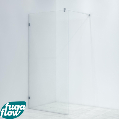 FugaFlow Efficiente Vetro inloopdouche badkamer - scharnierbevestiging - 100x200cm - 8mm veiligheidsglas - anti kalk - chroom
