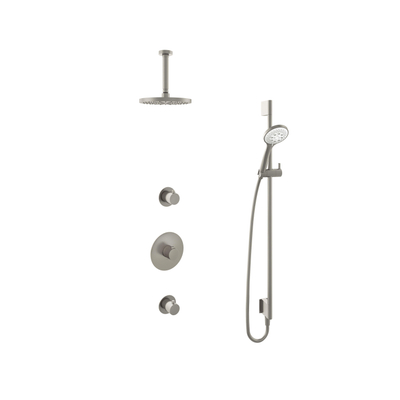 Hotbath Buddy IBS Regendoucheset - 15cm plafondarm - 20cm ronde hoofddouche - 3 standen handdouche - glijstang - geborsteld nikkel