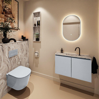 MONDIAZ TURE-DLUX 80cm toiletmeubel Clay. EDEN wastafel Glace positie midden. Met 1 kraangat.