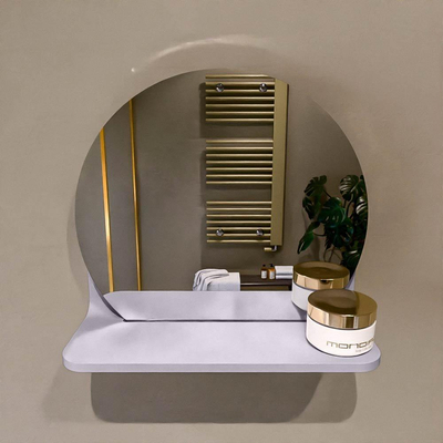 Mondiaz SPOT Badkamerspiegel - rond 30cm - spiegelplanchet - kleur Cale