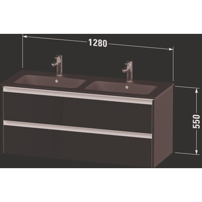 Duravit Ketho 2 wastafelonderbouwkast met 2 laden voor dubbele wastafel 128x48x55cm met grepen antraciet grafiet mat