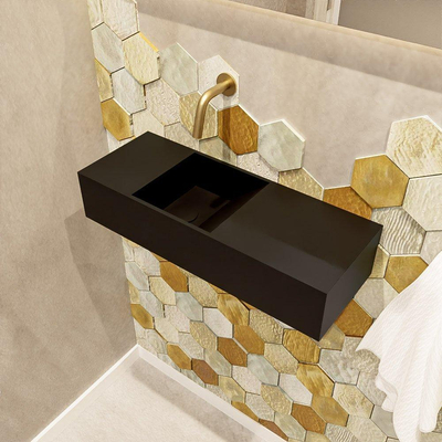 Mondiaz TYNE Fonteinset - 60x23x12cm - wasbak links - 0 kraangaten - solid surface Urban mat