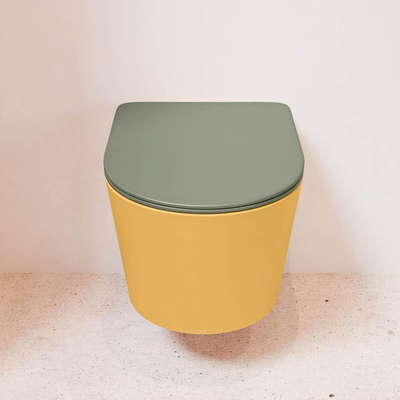 MONDIAZ LAVIE wandclosetpack - 36x53cm - diepspoel - rimless - Ocher (geel) - softclose - quick-release - toiletzitting - Army (groen)