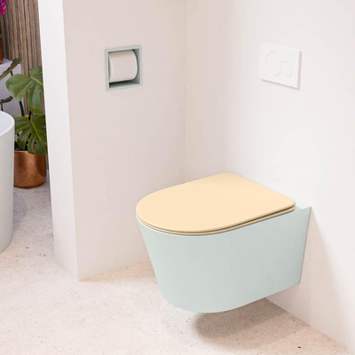 MONDIAZ LAVIE wandclosetpack - 36x53cm - diepspoel - rimless - Greey (grijs) - softclose - quick-release - toiletzitting - Sand (beige)