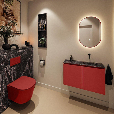 MONDIAZ TURE-DLUX 80cm toiletmeubel Fire. EDEN wastafel Lava positie rechts. Zonder kraangat.
