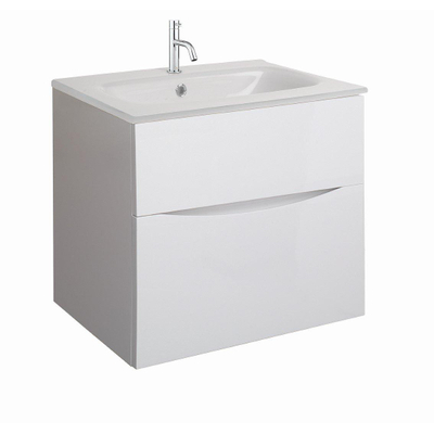 Crosswater Glide II Wastafelonderkast - 60x45x52cm - 2 lades - greeploos - White Gloss