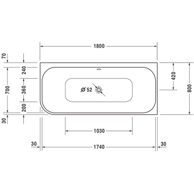 Duravit Happy d.2 bad 180x80cm hoek rechts met paneel wit