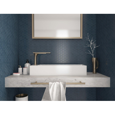 The Mosaic Factory Valencia mozaïektegel - 27.6x32.9cm - wand en vloertegel - Zeshoek/Hexagon - Gerecycled glas Blue Mat