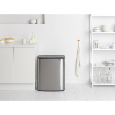 Brabantia Bo Touch Bin Afvalemmer - 2x30 liter - 2 kunststof binnenemmers - matt steel fingerprint proof