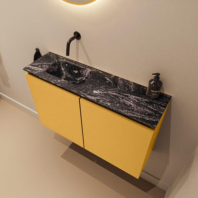 MONDIAZ TURE-DLUX 80cm toiletmeubel Ocher. EDEN wastafel Lava positie links. Zonder kraangat.