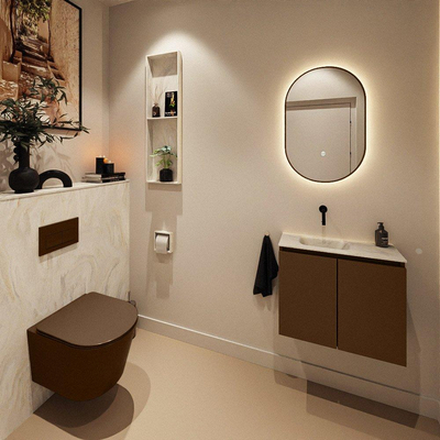 MONDIAZ TURE-DLUX 60cm toiletmeubel Rust. EDEN wastafel Ostra positie links. Zonder kraangat.