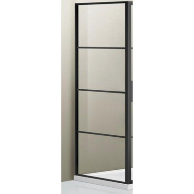 FugaFlow Efficiente Vetro Zijwand - 80x200cm - frame lines buitenzijde - anti kalk - mat zwart