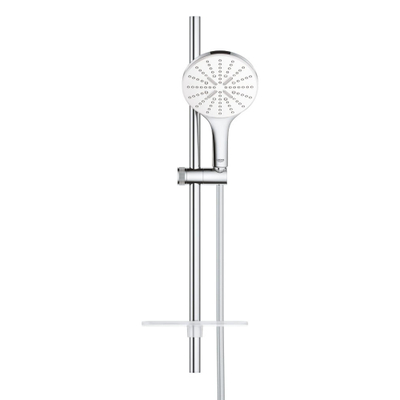 GROHE Rainshower Smartactive 150 Glijstangset - 60cm - ronde handdouche - 3 straalsoorten - gladde doucheslang - met zeepschaal - chroom/moon white
