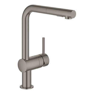 GROHE Minta Keukenkraan - hoog - uittrekbare l uitloop - 2 straalsoorten - hard graphite geborsteld