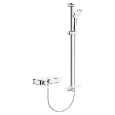 GROHE Grohtherm Smartcontrol Doucheset - thermostatische douchekraan - met glijstangset - 90cm - ronde handdouche - 3 straalsoorten - gladde doucheslang - met zeepschaal - chroom
