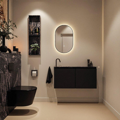 MONDIAZ TURE-DLUX 100cm toiletmeubel Urban. EDEN wastafel Lava positie links. Met 1 kraangat.