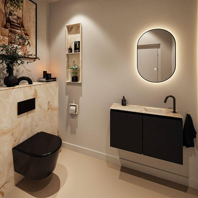 MONDIAZ TURE-DLUX 80cm toiletmeubel Urban. EDEN wastafel Frappe positie rechts. Met 1 kraangat.