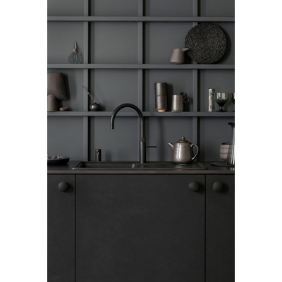 Quooker Fusion Round kokendwaterkraan - draaibare uitloop - Combi+ incl. Cube reservoir - Warm / kokend / bruisend / gefilterd water - Zwart