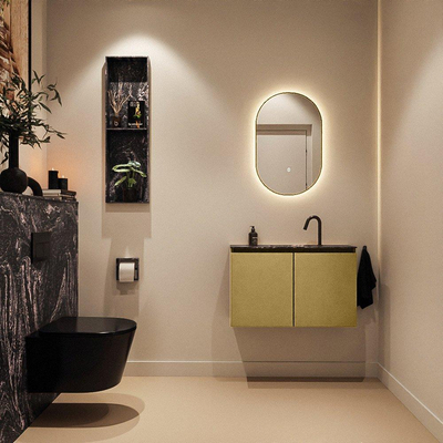 MONDIAZ TURE-DLUX 80cm toiletmeubel Oro. EDEN wastafel Lava positie midden. Met 1 kraangat.