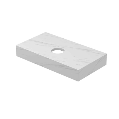 INK Blocq Fonteinplateau - 40x22x6cm - vrijhangend - uitsparing - keramiek Calacatta mat