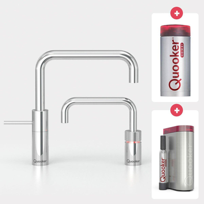 Quooker NL Nordic Square Twintaps met COMBI en CUBE reservoir chroom